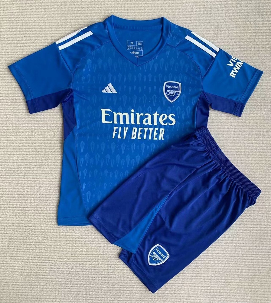 Kids-Arsenal 23/24 GK Blue Soccer Jersey